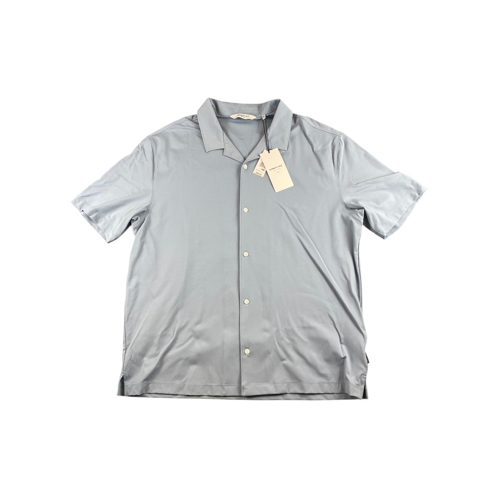 NWT Kenneth Cole New York Men's Light Blue Short Sleeve Button Up Shirt Size XXL